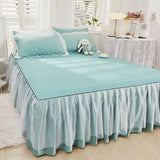 Popxstar 1pcs Princess Bed Skirt Ruffled Lace Bed Skirt Non-slip Mattress Cover Solid Color Bedsheet Protector Bedspread No Pillowcase