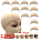 Popxstar 1/6/12bags Ventilated Nylon Mesh Nude Stocking Wig Cap Hairnets Stretchy Close End Super Extra Thin Skin Breathable Wig Cap