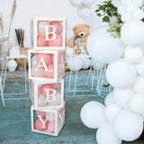 Popxstar 27/25cm Custom Transparent Letter Box A-Z Baby Shower Girl 1st Birthday Party Decoration Kids Wedding Birthday Balloon DIY Box