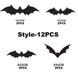 Popxstar Halloween Decoration 3D Black PVC Bat Halloween Party DIY Decor Wall Sticker Bar Room Halloween Party Scary Decos Props