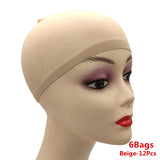 Popxstar 1/6/12bags Ventilated Nylon Mesh Nude Stocking Wig Cap Hairnets Stretchy Close End Super Extra Thin Skin Breathable Wig Cap