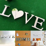 Popxstar 4pcs Letter Wall Stickers Letters Love Mirror Tiles Wall Sticker Self-Adhesive Wall Decal Art Wallpapers Wall Home Room Decor