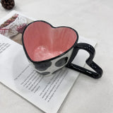 Popxstar Valentines Day Gift 300ml 10oz Heart Shape Coffee Mug Creative Personality Unique Design Ceramic Cup with Heart Shape Handle Lovely Gift for Besties