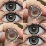 Popxstar 2PCS Korea Colored Contact Lenses Myopia Degree -0.00 to -8.00 Gray Eyes Beauty Pupil Brown Makeup Lens