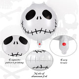 Popxstar 12 Pcs Halloween Foil Balloons Skull Black White Striped Balloons Skeletons Halloween Paty Masquerade Themed Party Decorations