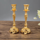 Popxstar 2Pcs Gold Silver Candle Holder Europe Wedding Metal Candle Stand God Candlesticks Metal Antiques Table Home Decoration