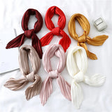 Popxstar Solid Crinkle Hair Scarf Women Silk Feeling Neck Tie Shawl Wraps Female Headbands Foulard Wrsit Echarpe Bandana Accessores