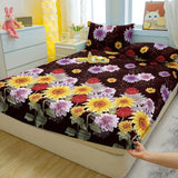 Popxstar Simple Modern Plant Flower Printed Matte Fitted Sheet, Bedroom Printed Bed Cover, Bedding (Excluding Pillowcases)