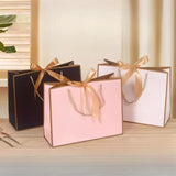 Pretty Pink Gift Bag Gift Box Ornament Pajama Book Black Handle With Ribbon Paper Box Bag Kraft Packaging