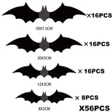 Popxstar Halloween Decoration 3D Black PVC Bat Halloween Party DIY Decor Wall Sticker Bar Room Halloween Party Scary Decos Props