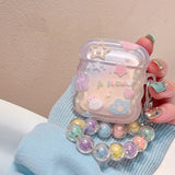 Popxstar Luxury Korean Gradient Star Earphone Case For AirPods 1 2 3 Cute Rabbit Flower Colored Bead Chain Case For AirPods Pro 2