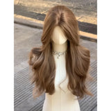 Popxstar Wigs for Women Brown Long Curly Hair Big Wave Wig Natural Curls Headband Lolita Wig Heat Resistant Cosplay Synthetic 가발