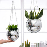 Popxstar 6 Colors Christmas Decor Disco Ball Planter Vase Wall Hanging Planter Pot Flower Pots Rope Hanging Flowerpot Balcony Home Decor