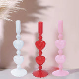 Popxstar Retro Taper Candle Holders Red Heart Shape Glass Candlesticks Wedding Table Decoration Home Party Glass Vase Decor