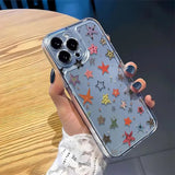 Popxstar Cartoon Stylish Colorful Stars Cute Phone Case For iPhone 16 15 14 13 12 11 Pro Max X XR XS MAX 7 8 Plus Mini Y2k Girl Cover