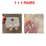 Popxstar New Fashion Stud Earrings For Women Girl Love Heart Pearl Drop Earrings Sweet Simple Earrings Jewelry Accessories Party Gift