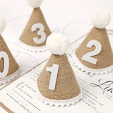 Popxstar 1Pcs Burlap 1st Birthday Hat for Little Baby Newborn Baby Boy Girl 1 2 3 Year Headband Baby Shower Birthday Party Decorations