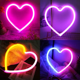 Popxstar Valentines Day Gift Battery/USB LED Neon Light Wall Decoration Butterfly Lightning Heart Neon Sign Night Light for Kids Bedroom Wedding Party Gift