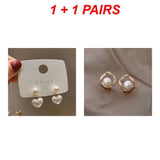 Popxstar New Fashion Stud Earrings For Women Girl Love Heart Pearl Drop Earrings Sweet Simple Earrings Jewelry Accessories Party Gift