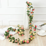 Popxstar spring decor 250CM Rose Artificial Flowers Christmas Garland for Home Room Wedding Decoration Spring Arch DIY Fake Plant Vine Autumn Garden