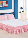 Popxstar room inspo ideas 4 Layers Ruffled Bed Skirt Wrap Around Elastic Bed Skirt Bed Cover Without Surface Home Hotel Bed Skirt Twin /Full/ Queen/ King