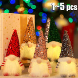 Popxstar LED Glowing Faceless Gnome Sequins Doll Christmas Decorations Night Light Home Xmas Tree Ornament New Year Gift 1~5pcs