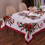 Popxstar holiday tablescape Christmas Ribbon Tablecloth Merry Xmas Table Cloth Harvest Holiday Fall Wedding Party Table Dinning Tablecover Home Decoration