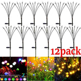 1/4/8/12Pack Outdoor LED Solar Lights Waterproof Starburst Firefly Lights Lawn Garden Lamp for Path Landscape Decorative Lights