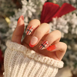 Popxstar 24pcs French Wearable Press on Nails Christmas Almond Fake Nails Detachable Nail Flower False Nails Накладные Ногти Postizas 네일팁