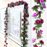 Popxstar spring decor 2.5m Artificial Flowers Rose Vine DIY Fake Plants Flower Spring Autumn Garden Arch Christmas Rattan Wedding Home Room Decoration