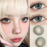 Popxstar 2Pcs Kroean New Colored Contact Lenses with Prescription Myopia Degree 0.00- 8.00 Black Eye Soft Lens Eye Beauty Pupil