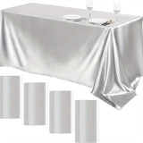 Popxstar Rectangle Satin Tablecloth Wedding Table Cloth White for Christmas Baby Shower Birthday Events Banquet Decor Home Dining Table