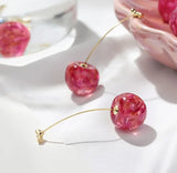 Popxstar Fashion Women's Acrylic Earrings Geometric Cherry Long Drop Earrings