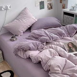 Nordic Princess Purple Bedding Set Girls Boys Single Double Size Flat Sheet Duvet Cover Pillowcase Bed Linens Home Textile