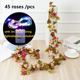 Popxstar spring decor 2.5m Artificial Flowers Rose Vine DIY Fake Plants Flower Spring Autumn Garden Arch Christmas Rattan Wedding Home Room Decoration