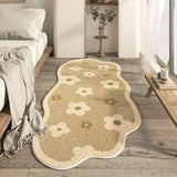 Popxstar Cream Style Irregular Carpet Minimalist Bedroom Rug Shaggy Lounge Non-Slip Coffee Table Pad Easy Care Decorative Floor Mats