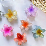 Gradient Large Flower Acrylic Hair Clip For Women Sweet Hair Claws Crab Clamp Barrettes Hawaiian Headwear Accessories