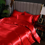 Popxstar Luxury Rayon Satin Bedding Set Duvet Cover Set Single Double King Size Bedding Kit 2pcs/3pcs/4pcs Bed Cover Bed Linen Set