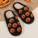 Popxstar Halloween Pumpkin Shoes Four Seasons Women's Cotton Slippers Men's Home Indoor Slippers Holiday Dress-up