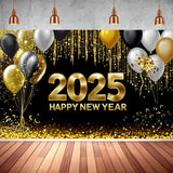 Popxstar 2025 Happy New Year Backdrops for Christmas Photography Decor Background Fireworks Celebrate Party Family Poster Photo Studio