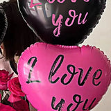 Popxstar 2/4/10/20Pcs 18Inch Love Heart Aluminum Balloon I Love You Rose Red Black Valentine's Day Confession Party Decoration Balloon