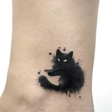 Popxstar Cute Black Cat Tattoo Stickers for Women Man Arm Art Temporary Tattoos Waterproof Fake Tattoo Cartoon Lasting Tattoo Stickers