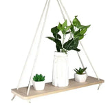 Popxstar Wooden Rope Swing Wall Hanging Plant Flower Pot Tray Mounted Floating Wall Shelves Nordic Home Decoration Mored Simple Design