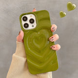 Popxstar INS Glossy Love Heart Phone Case For iPhone 15 14 Pro Max 13 12 11 Pro Max Cute Fashion Soft Silicone Bumper Shockproof Cover