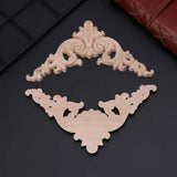 Popxstar 4Pcs/Set Wood Carved Corner Onlay Applique Unpainted Frame Cupboard Cabinet Decal For Home Furniture Decoration 12x12cm