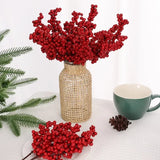 Popxstar Artificial Red Berry Flowers Bouquet Fake Plant for Home Vase Decor Xmas Tree Ornaments New Year Party Christmas Decoration