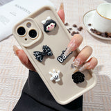 Popxstar Korean Cute Cartoon 3D Coffee Bear Phone Case For iPhone 11 Case iPhone 13 12 14 16 15 Pro Max XR XS 7 8 Plus SE 2020 Soft Cover