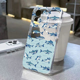 Popxstar Soft Clear Phone Case For iPhone 16 15 14 13 12 11 Pro Max XS X XR 7 8 Plus SE2020 Summer Ocean Animals Shark Dolphin Fish Cover