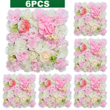 Popxstar 6PCS Artificial Flowers Roses Wall Panel 3D Flower Backdrop for Wall Party Wedding Bridal Shower Outdoor Decoration