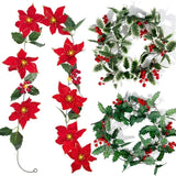 Popxstar 2M Christmas Garland with Light Artificial Red Berry Holly Leaves Ivy Vine Rattan Wreath for Christmas Tree Ornament Home Decors